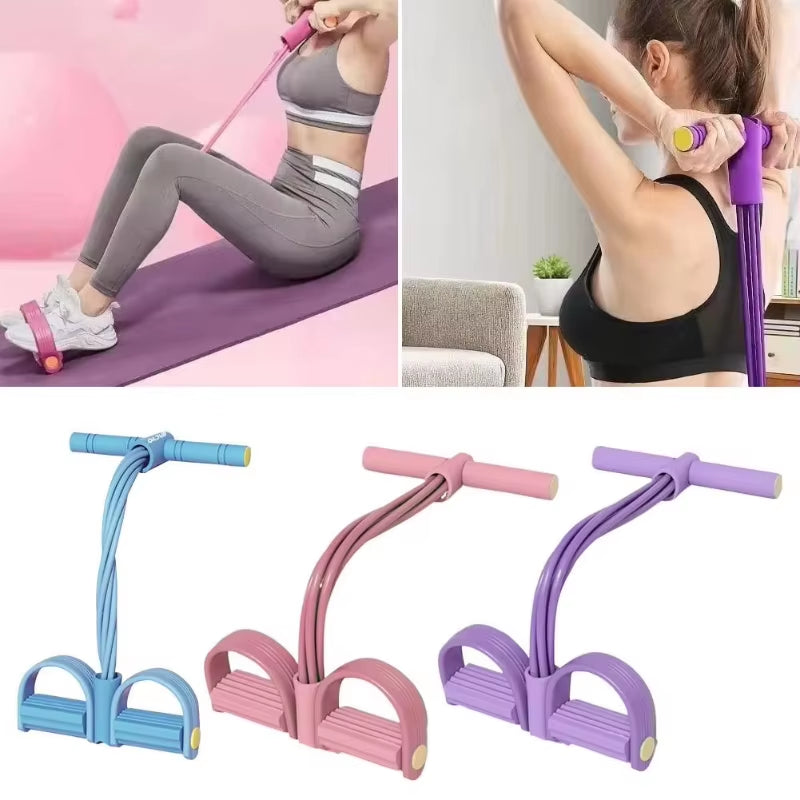 6-Tube Resistance Band Multi Function Tension Rope Fitness Bands 6-Tube Elastic Yoga Pedal Puller for Sports Exercises at Gym